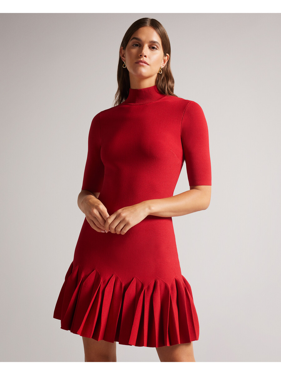 canddy - vestido curto de malha justo com bainha plissada