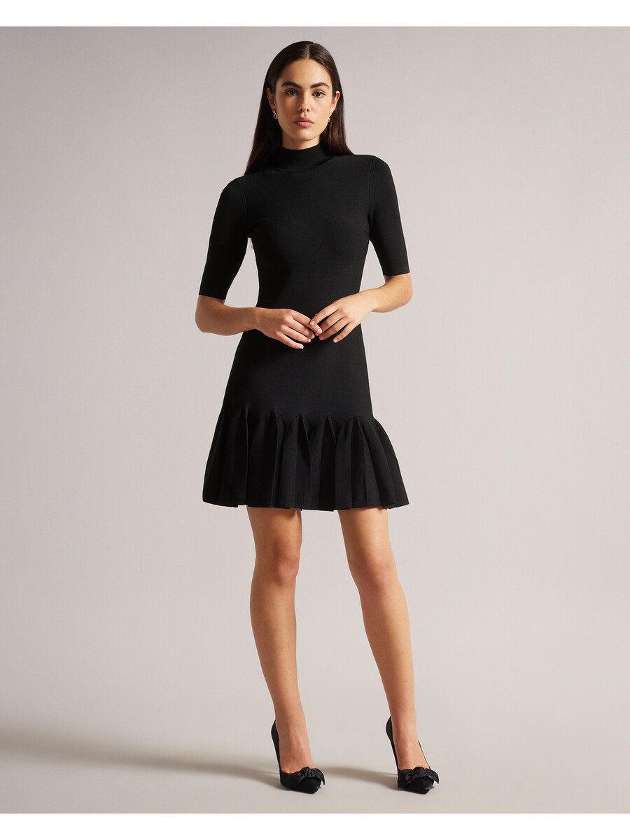 canddy - vestido curto de malha justo com bainha plissada