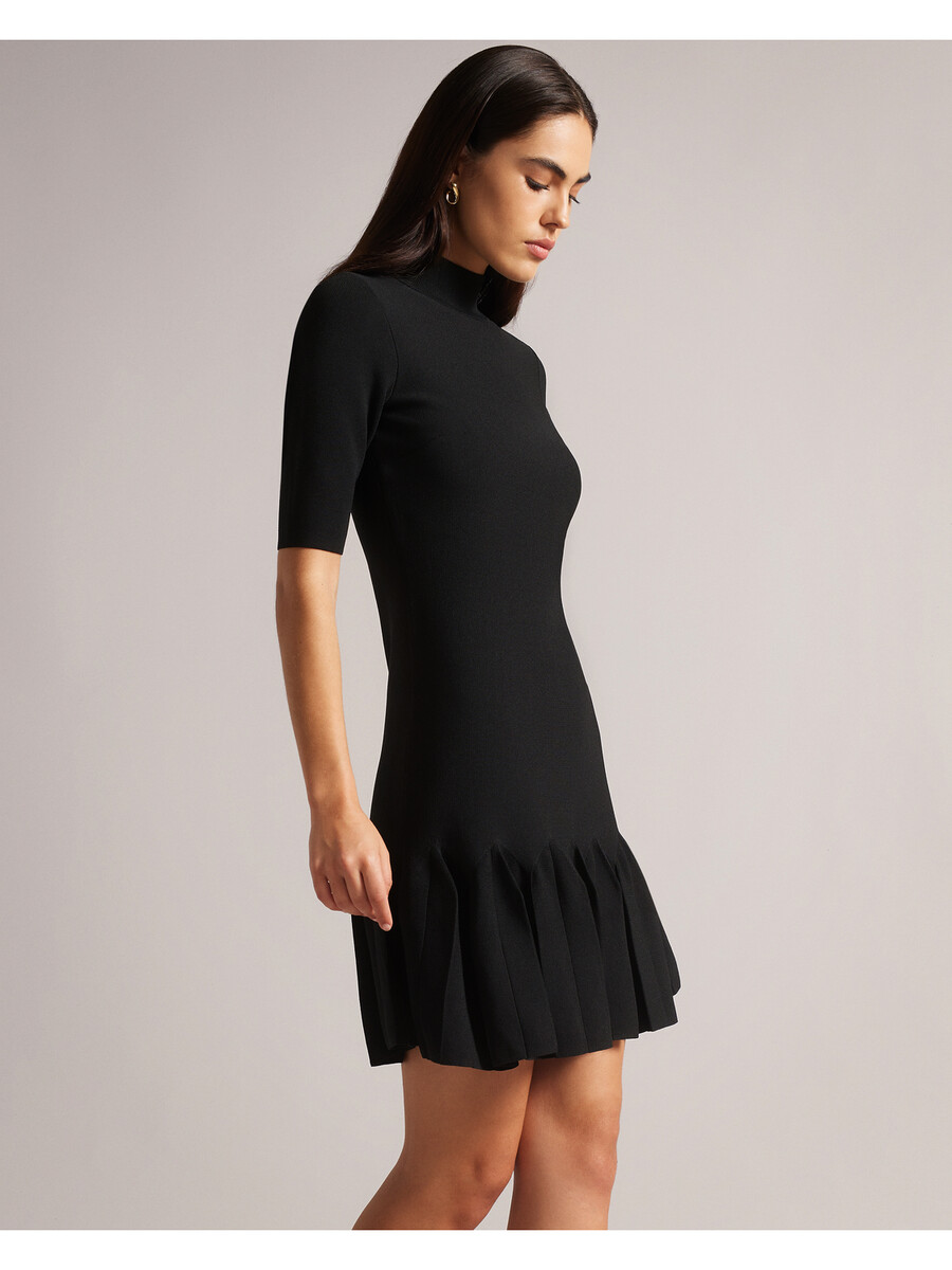 canddy - vestido curto de malha justo com bainha plissada