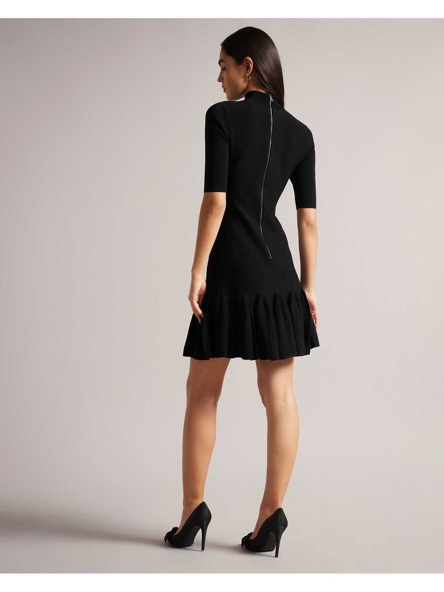 canddy - vestido curto de malha justo com bainha plissada
