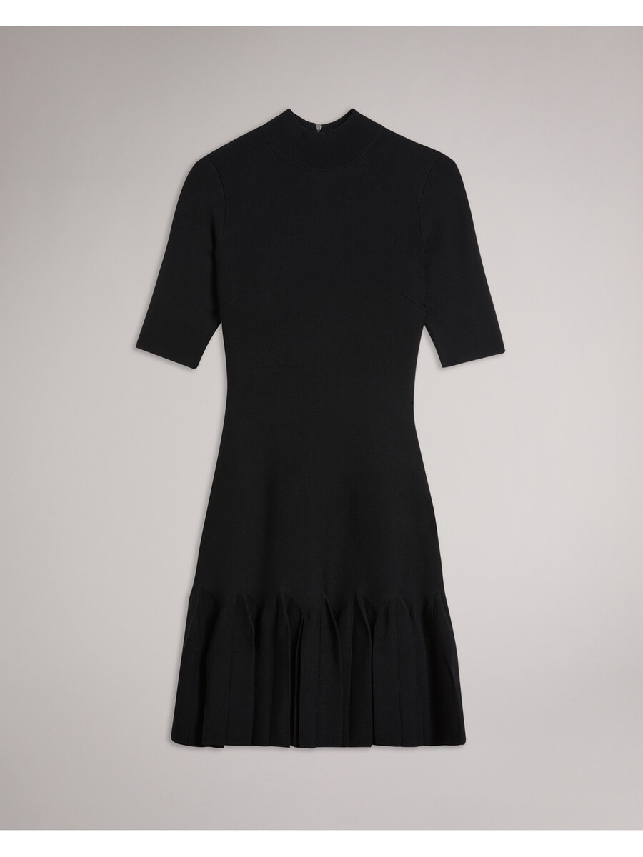 canddy - vestido curto de malha justo com bainha plissada