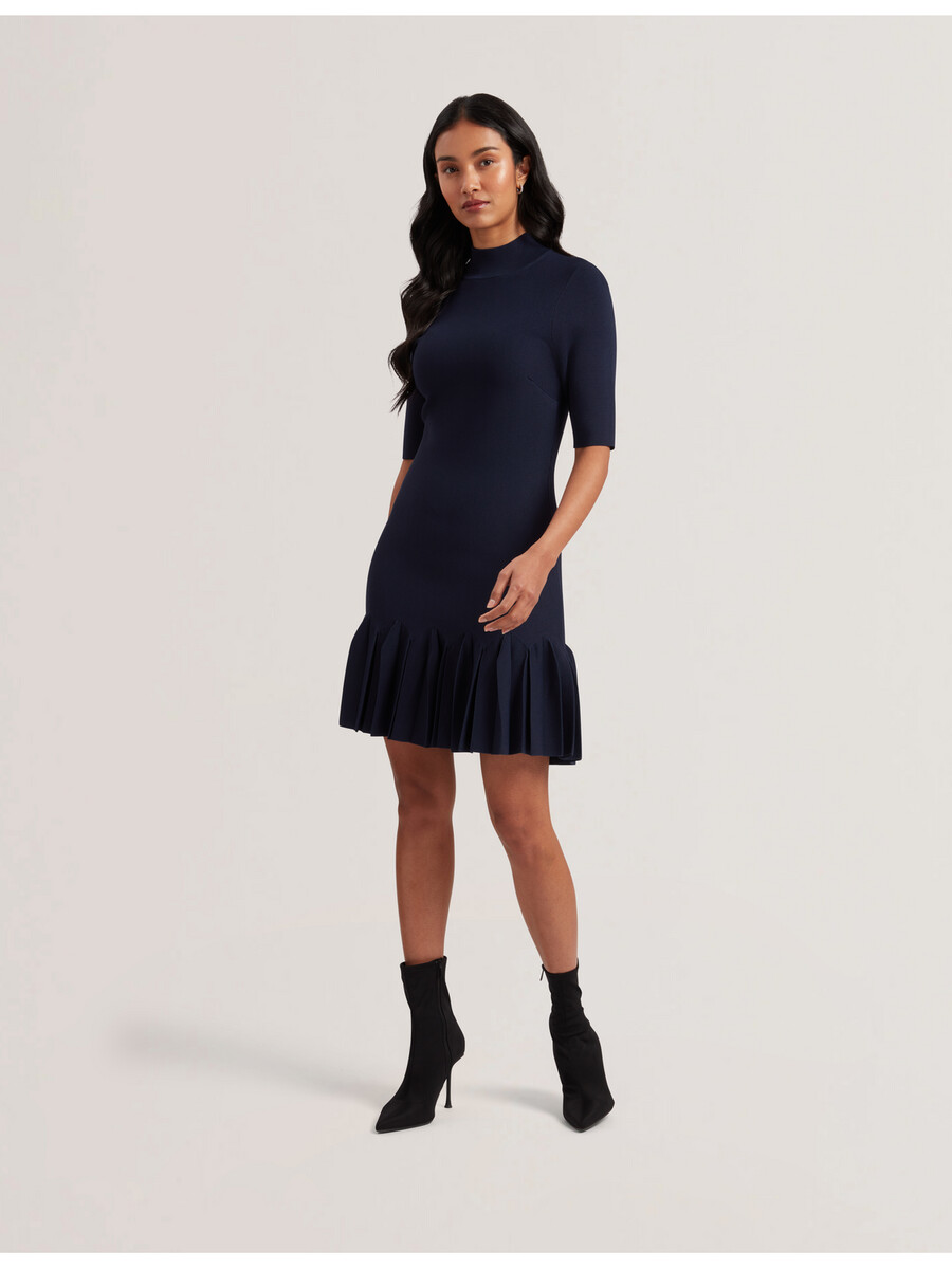 canddy - vestido curto de malha justo com bainha plissada