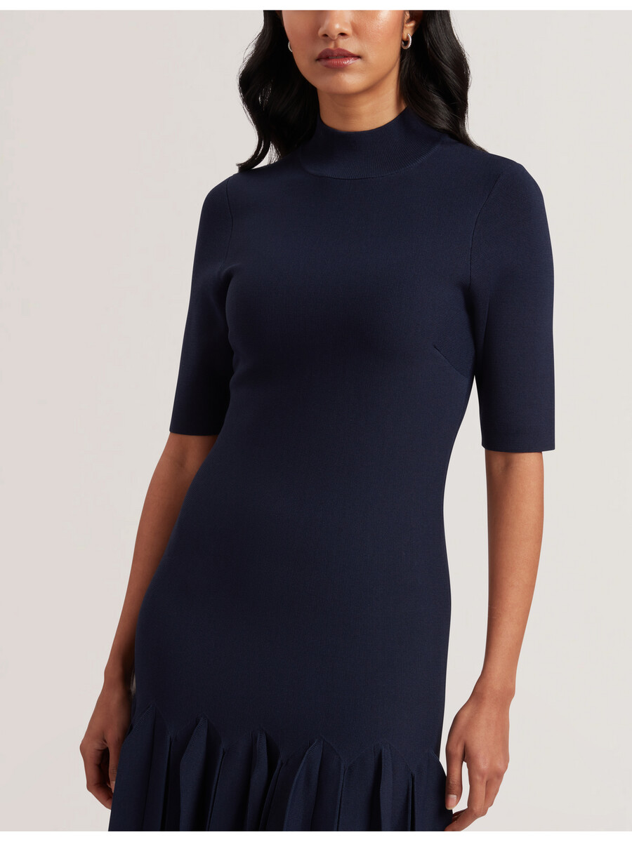 canddy - vestido curto de malha justo com bainha plissada