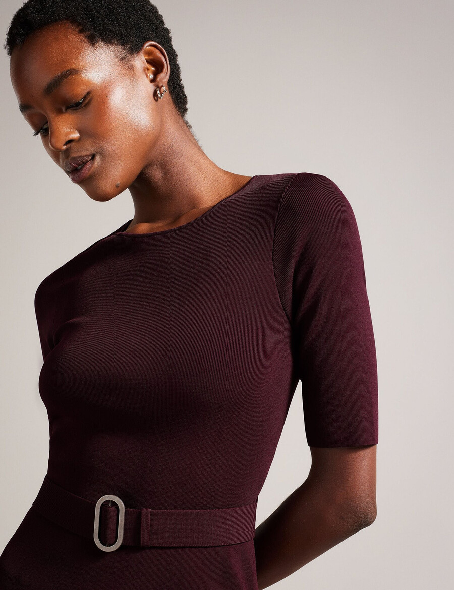 samalee - vestido midi de malha com bainha flippy