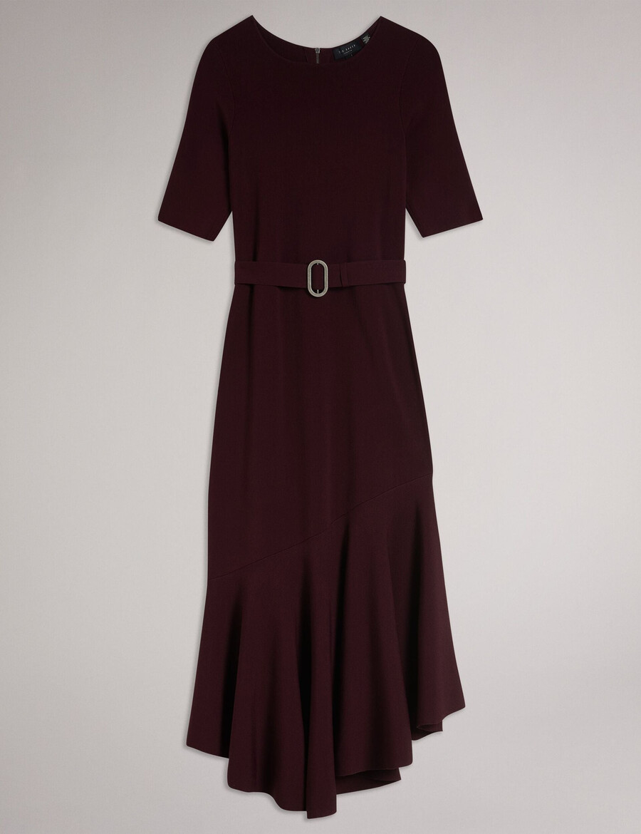 samalee - vestido midi de malha com bainha flippy
