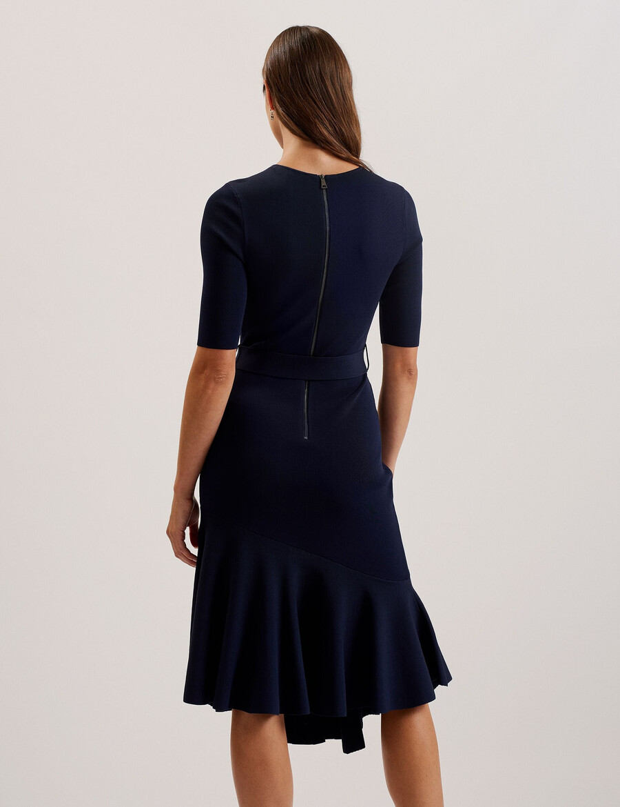 samalee - vestido midi de malha com bainha flippy