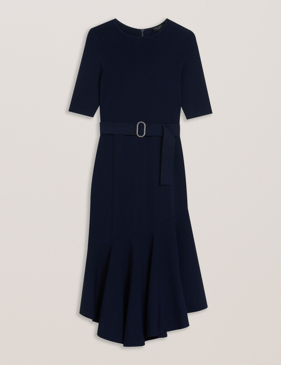 samalee - vestido midi de malha com bainha flippy