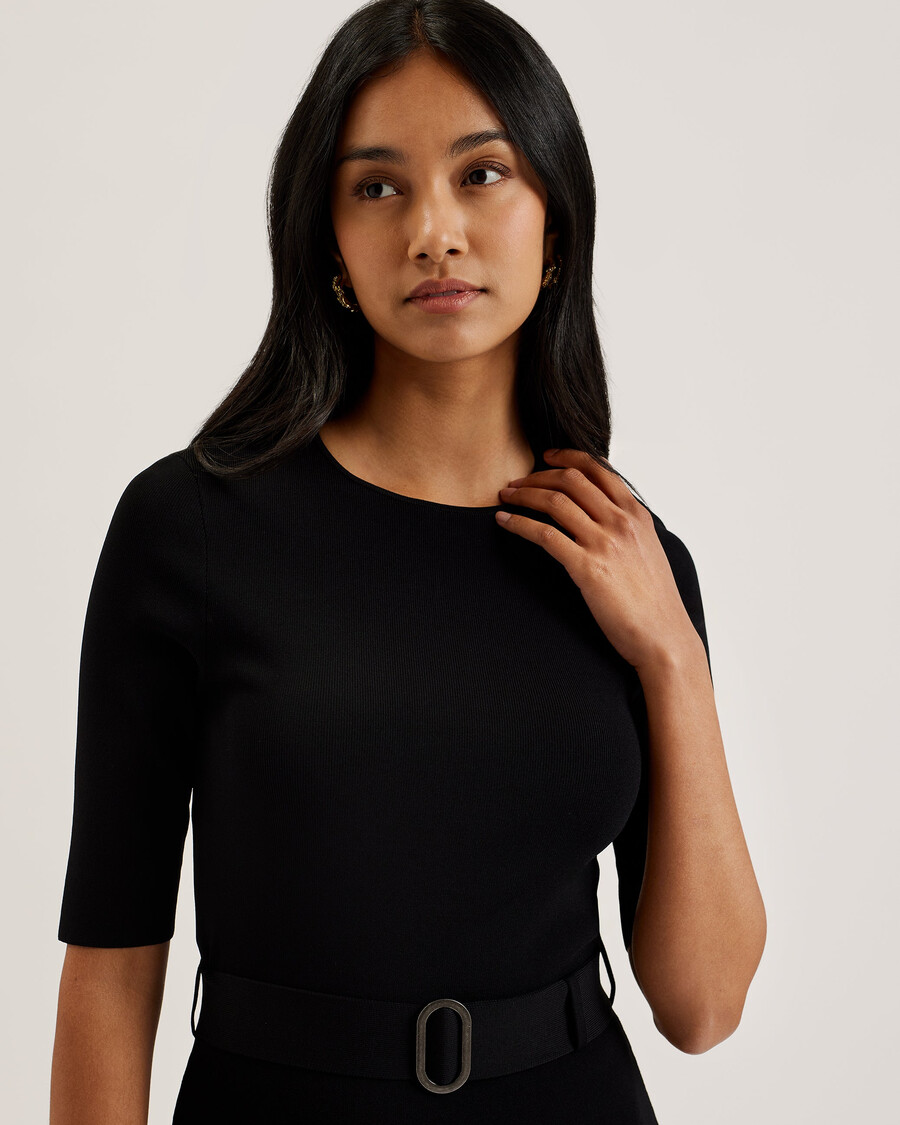 samalee - vestido midi de malha com bainha flippy