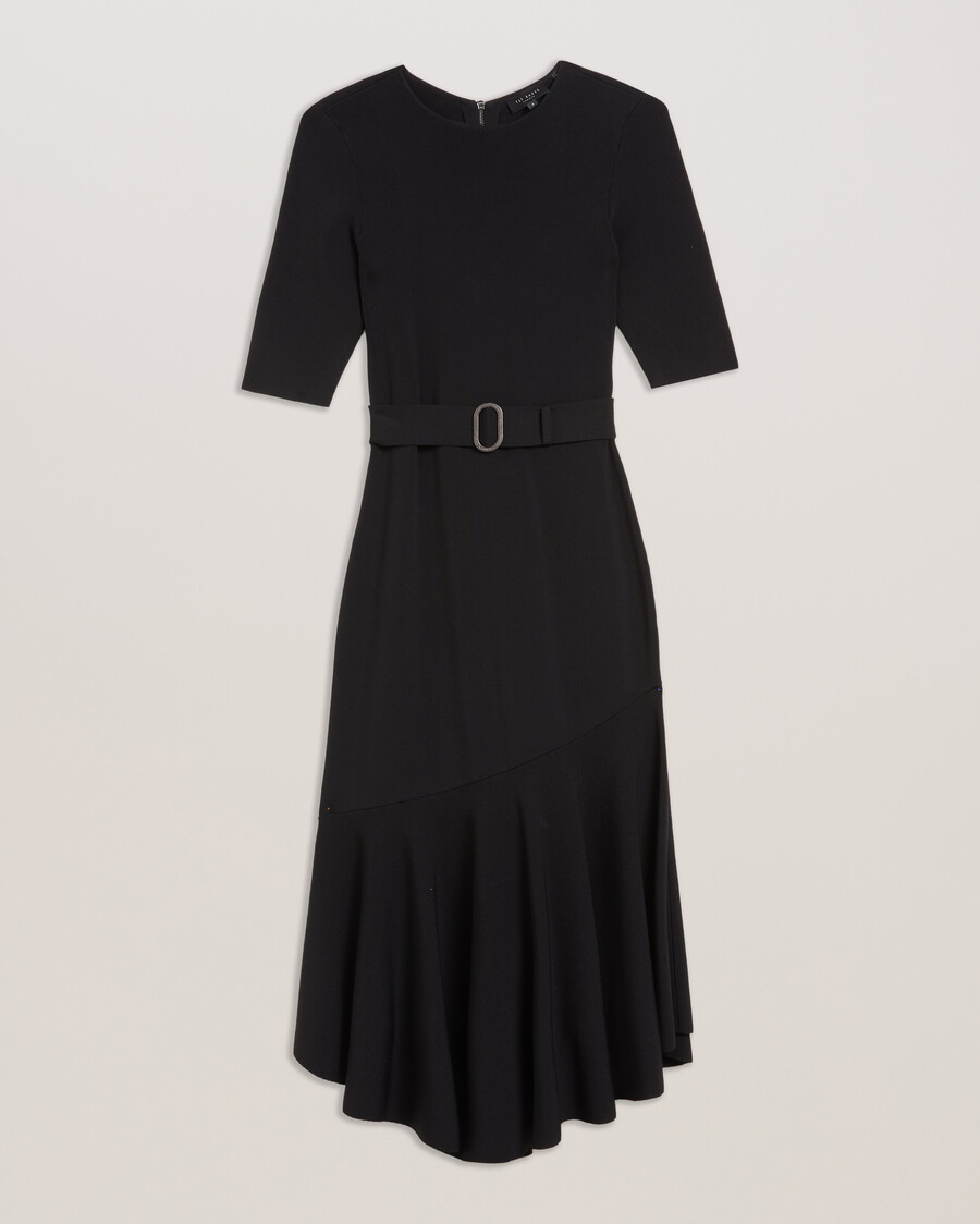 samalee - vestido midi de malha com bainha flippy
