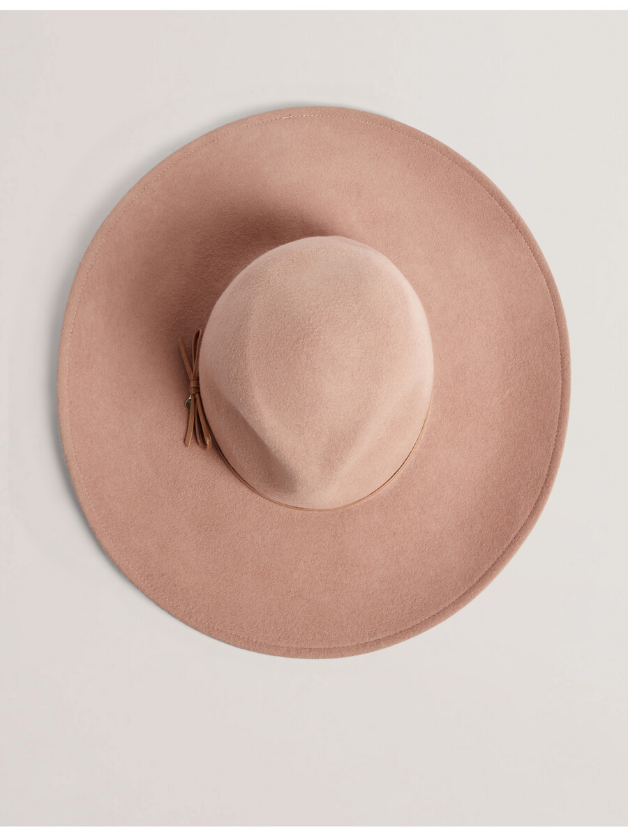 abiiio - chapéu fedora de lã pura com detalhe de laço