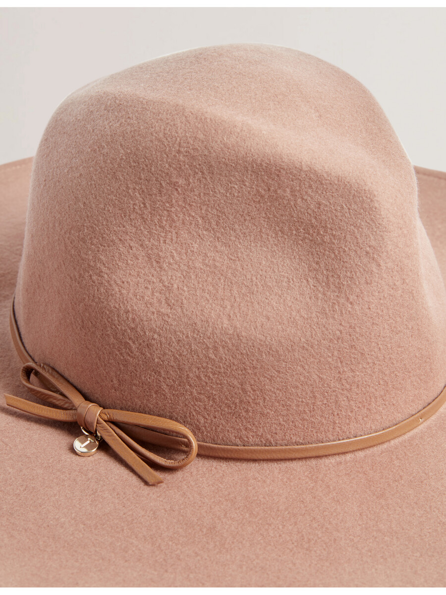 abiiio - chapéu fedora de lã pura com detalhe de laço