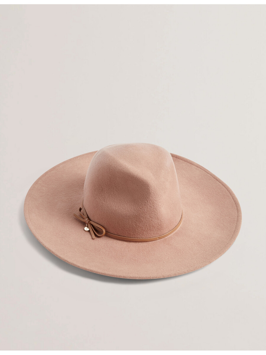 abiiio - chapéu fedora de lã pura com detalhe de laço