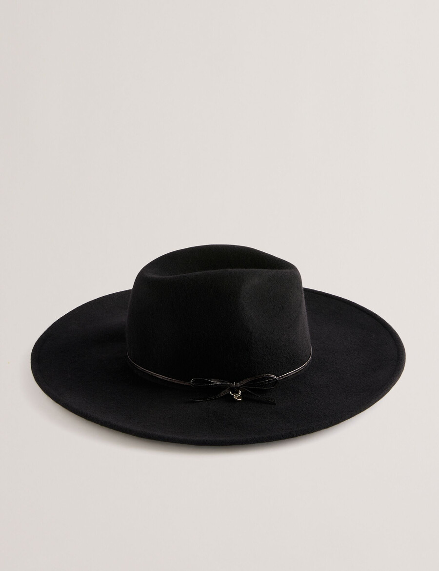 abiiio - chapéu fedora de lã pura com detalhe de laço