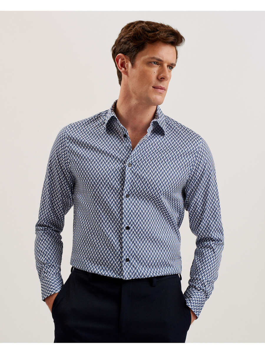 laceby - camisa slim de manga longa com estampa geométrica