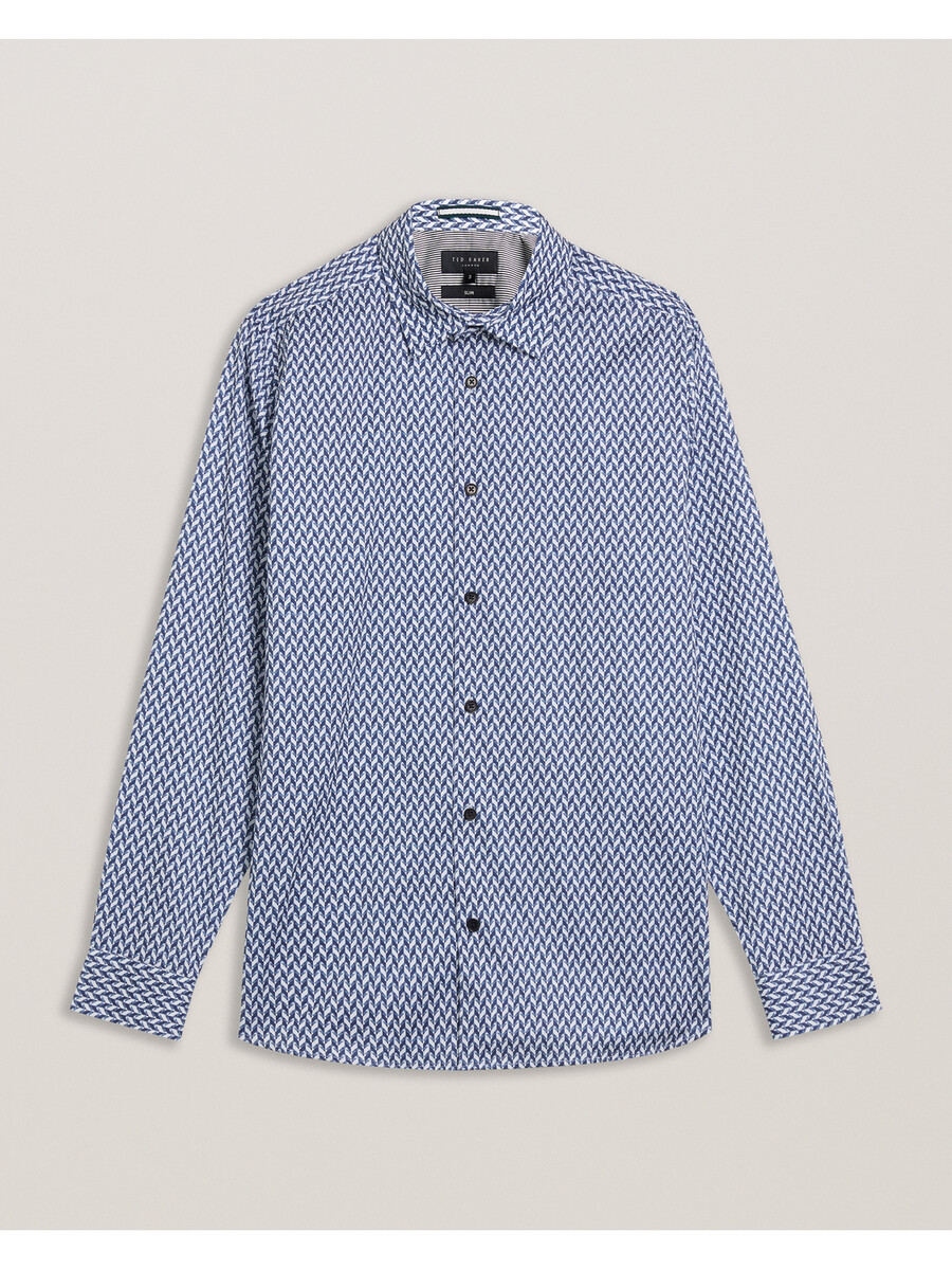 laceby - camisa slim de manga longa com estampa geométrica