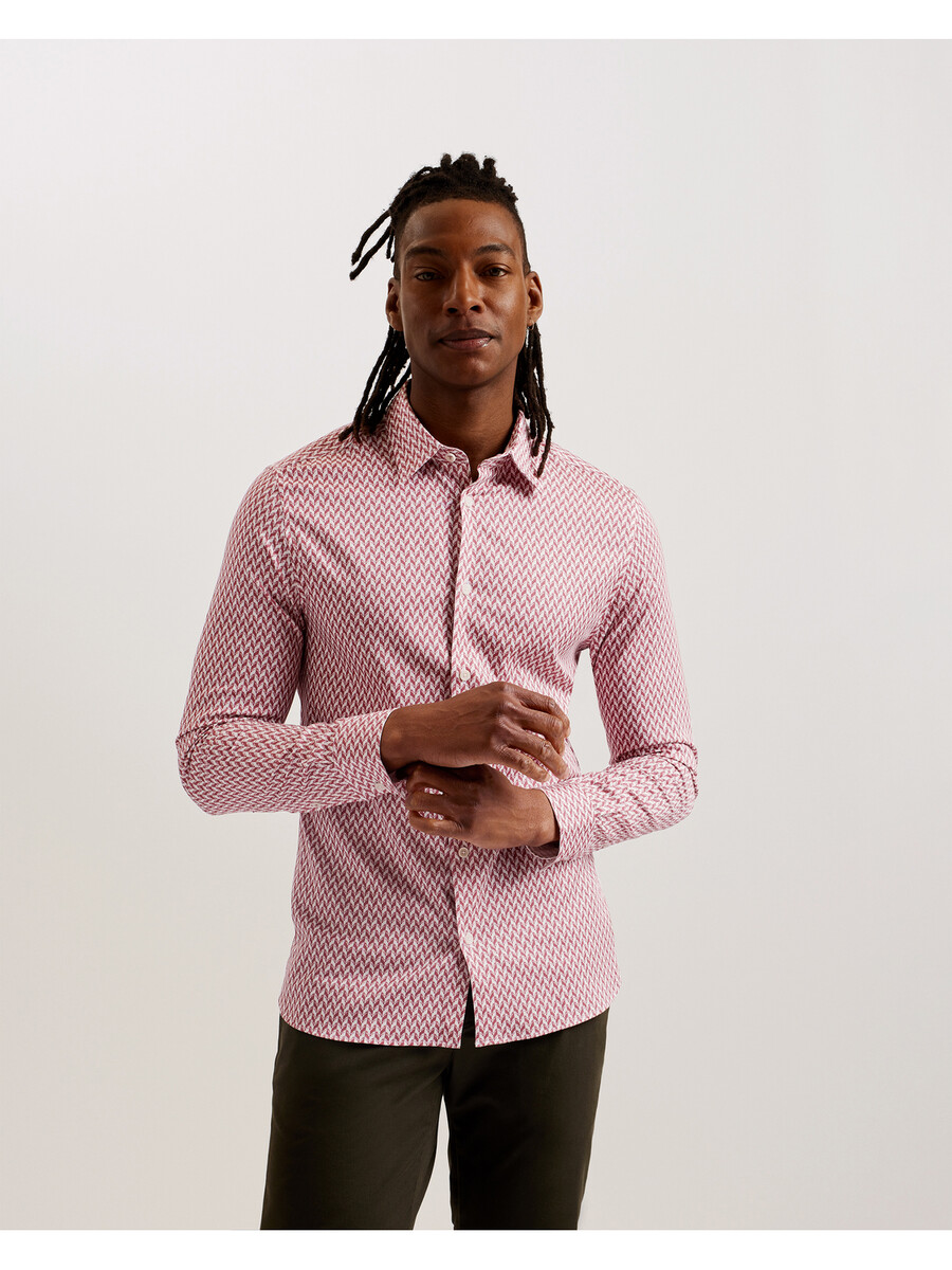laceby - camisa slim de manga longa com estampa geométrica