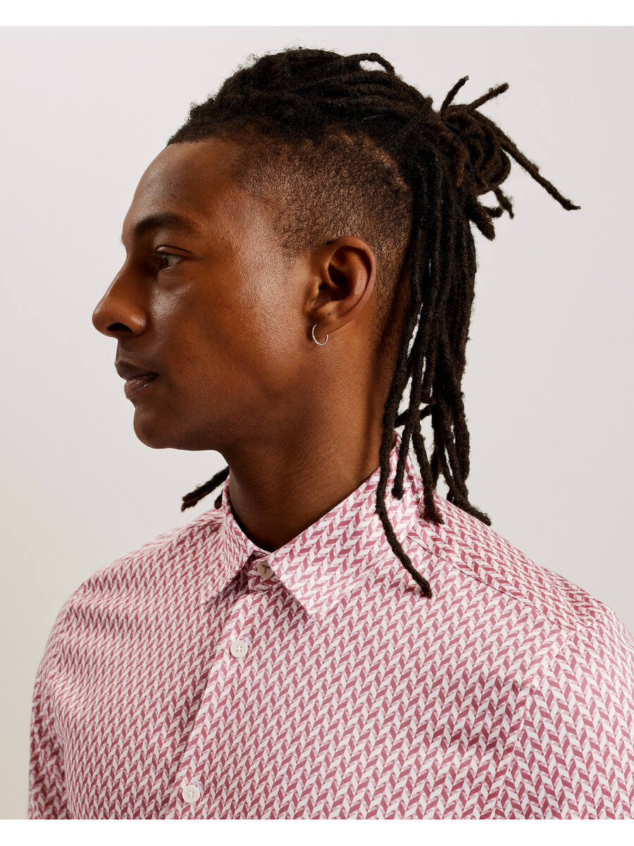 laceby - camisa slim de manga longa com estampa geométrica