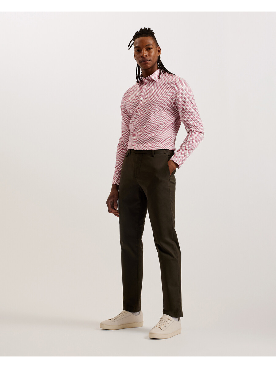 laceby - camisa slim de manga longa com estampa geométrica