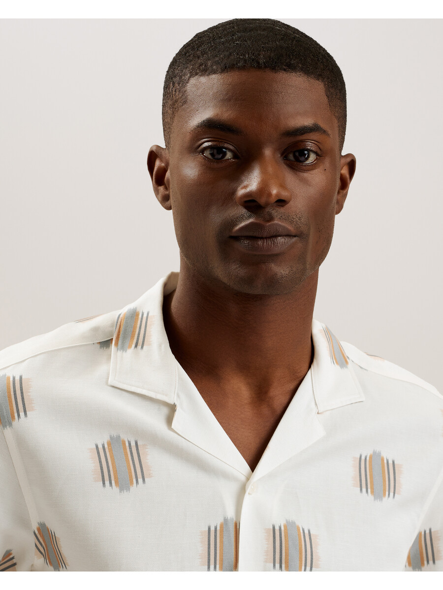 dimitre - camisa de manga curta estampada em mistura de algodão