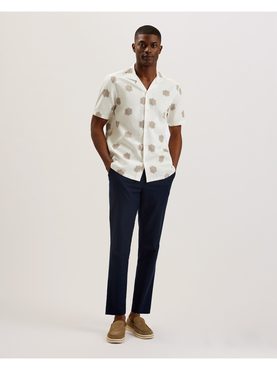 dimitre - camisa de manga curta estampada em mistura de algodão