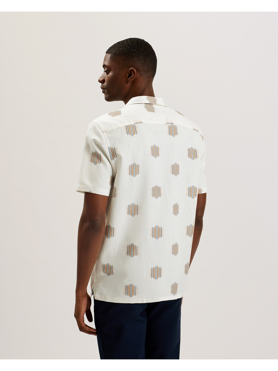 dimitre - camisa de manga curta estampada em mistura de algodão