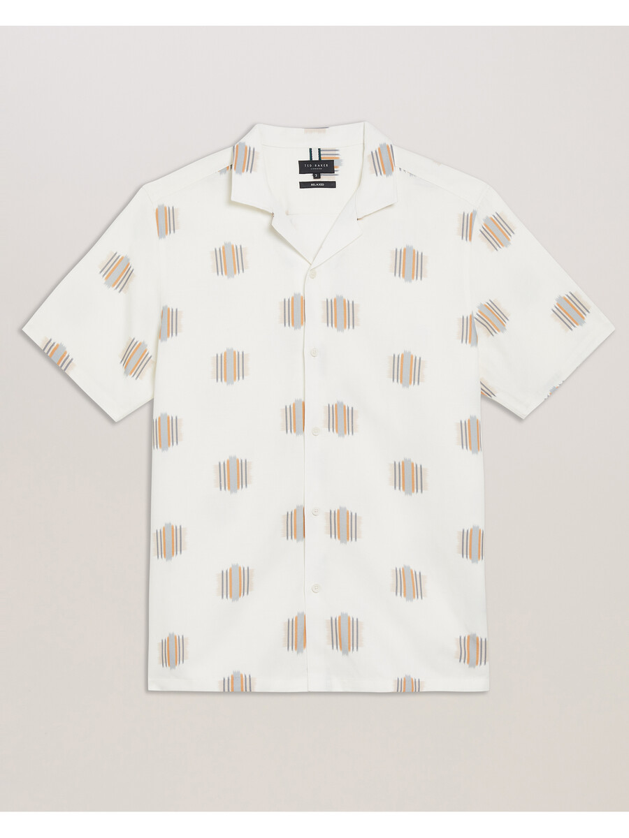 dimitre - camisa de manga curta estampada em mistura de algodão