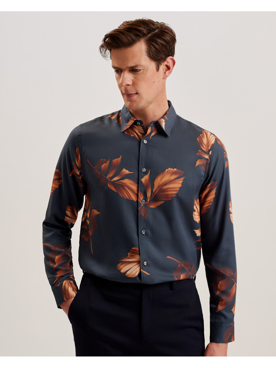 coltons - camisa de manga comprida em liocel com estampa de folhas