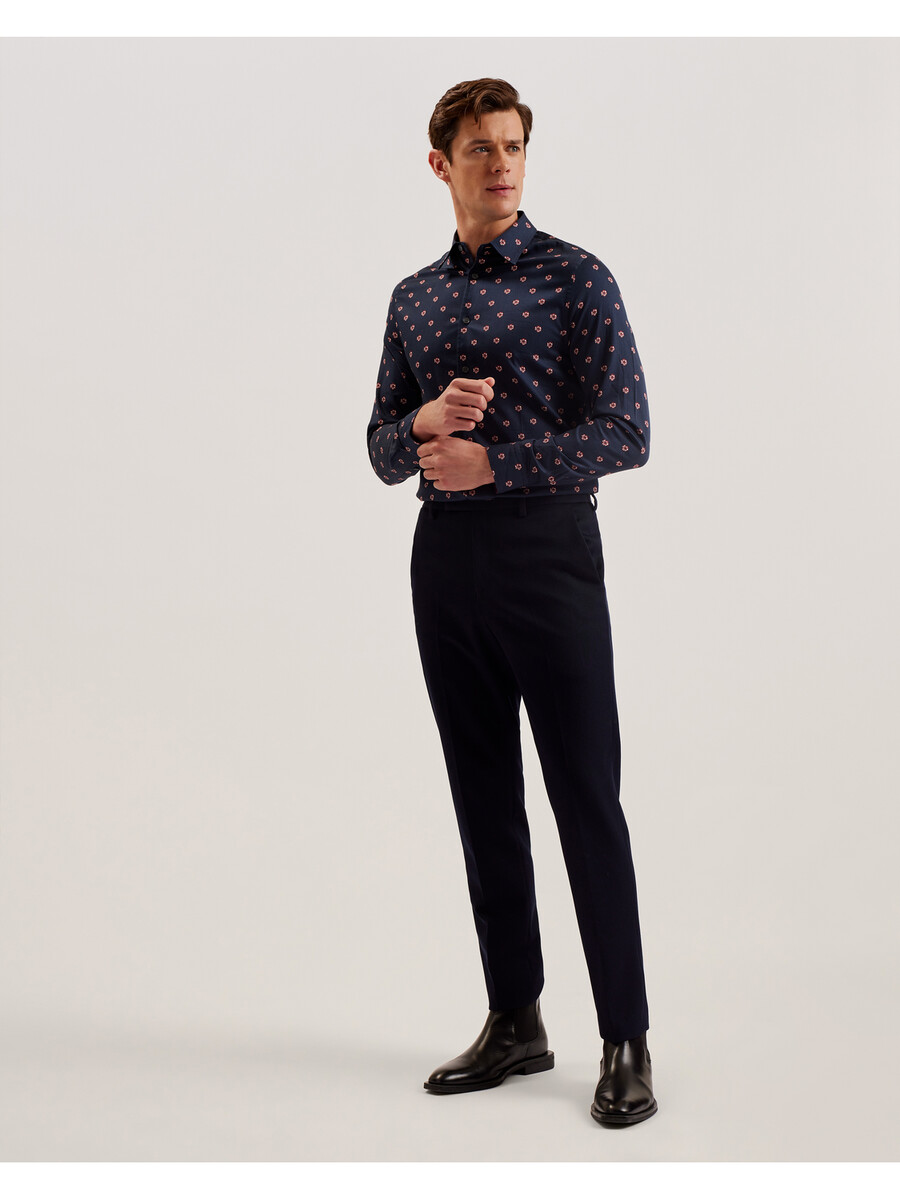 mikceal - camisa slim fit com estampa floral