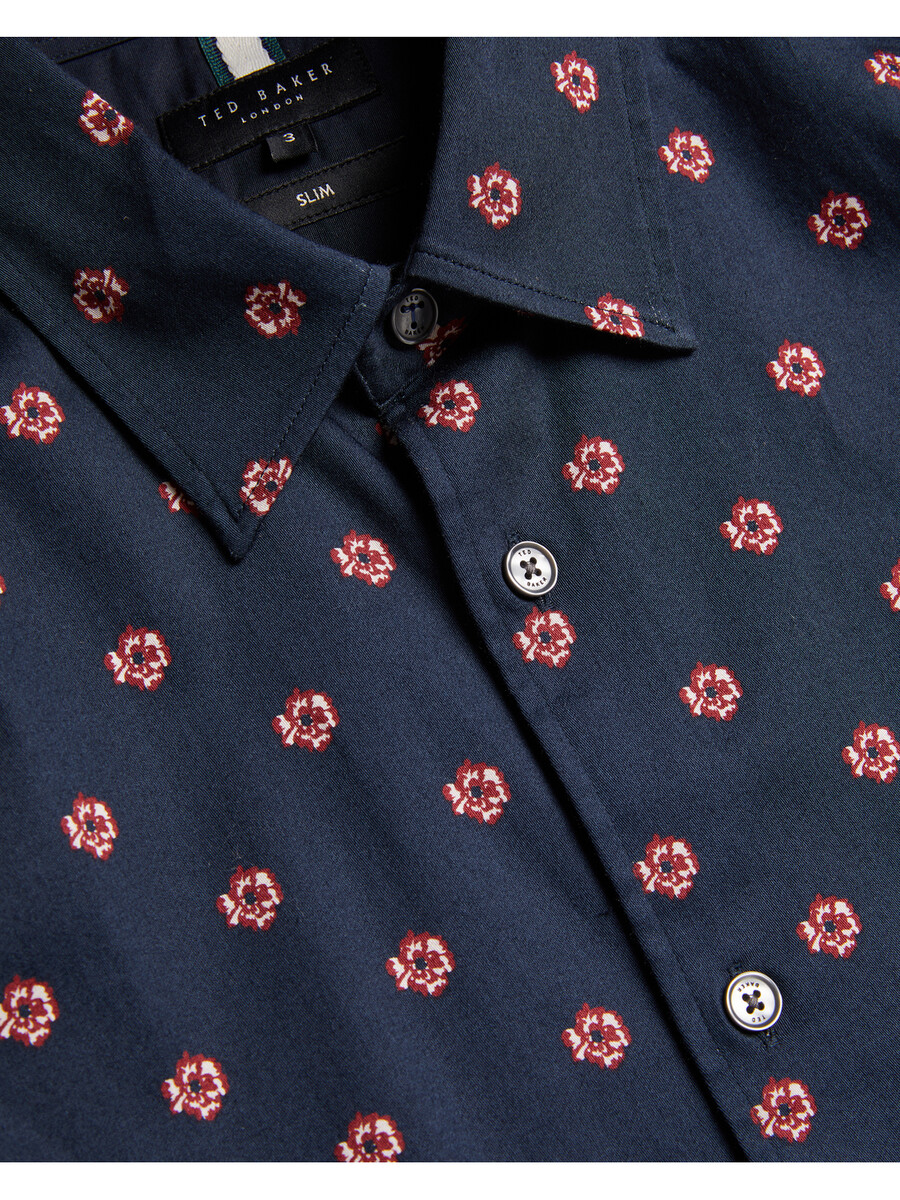 mikceal - camisa slim fit com estampa floral