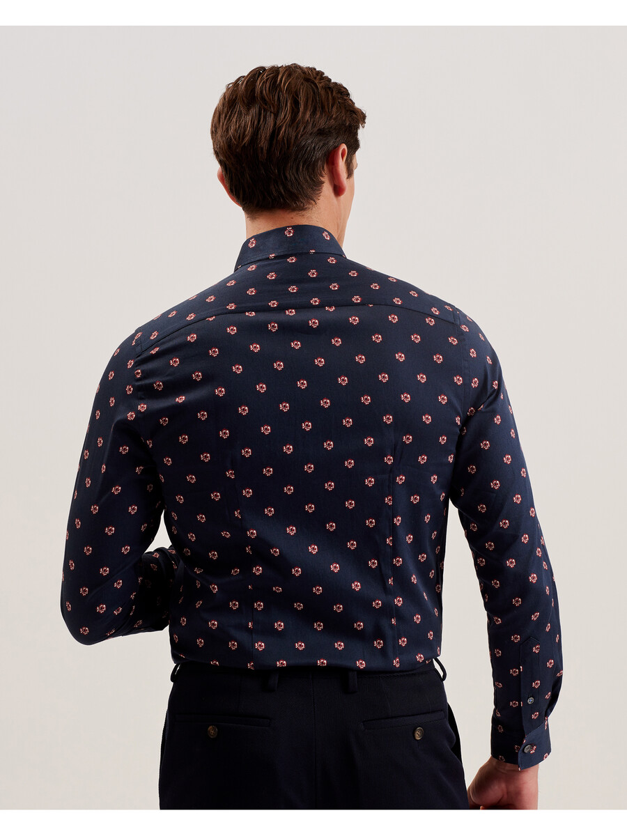mikceal - camisa slim fit com estampa floral