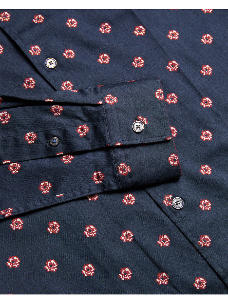 mikceal - camisa slim fit com estampa floral
