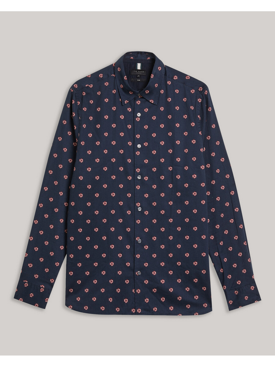 mikceal - camisa slim fit com estampa floral