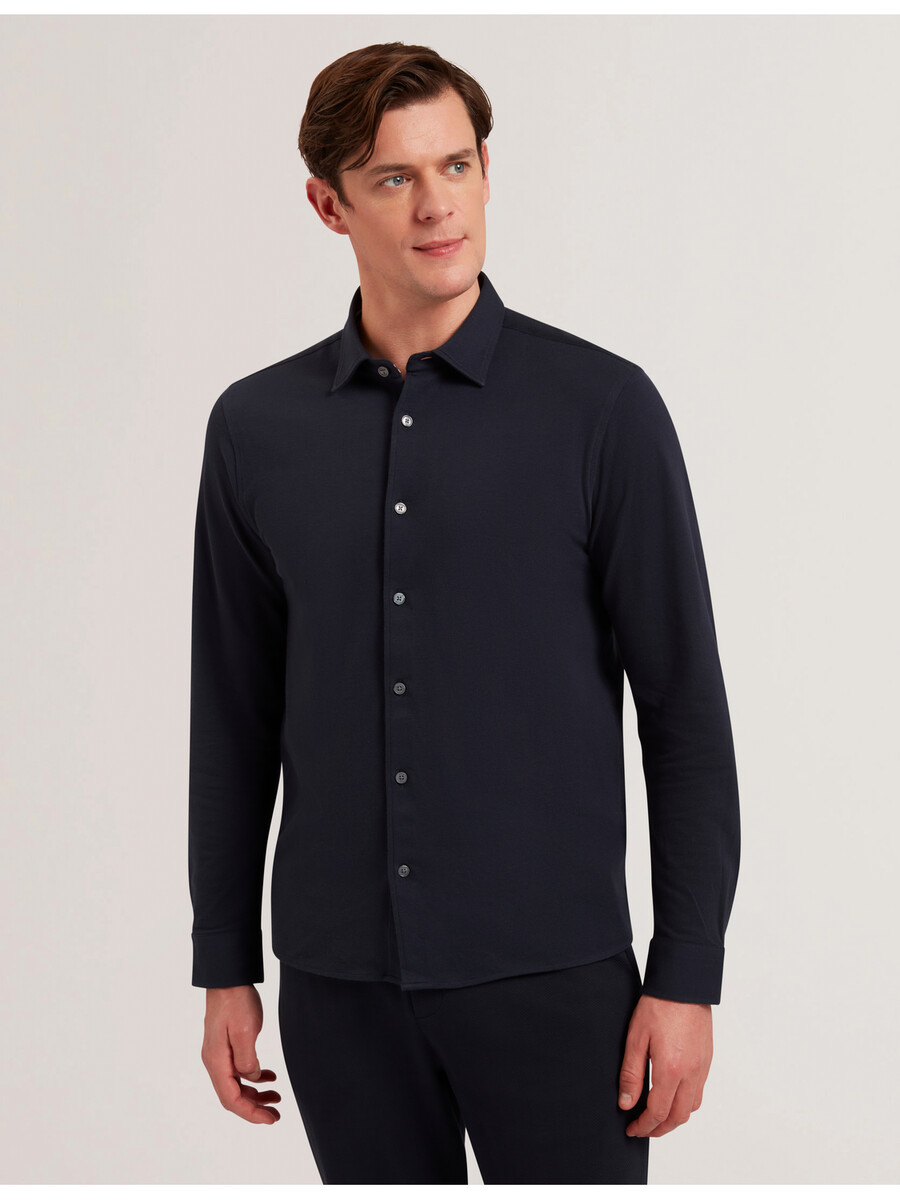 lucky - camisa de manga comprida regular em algodão piqué