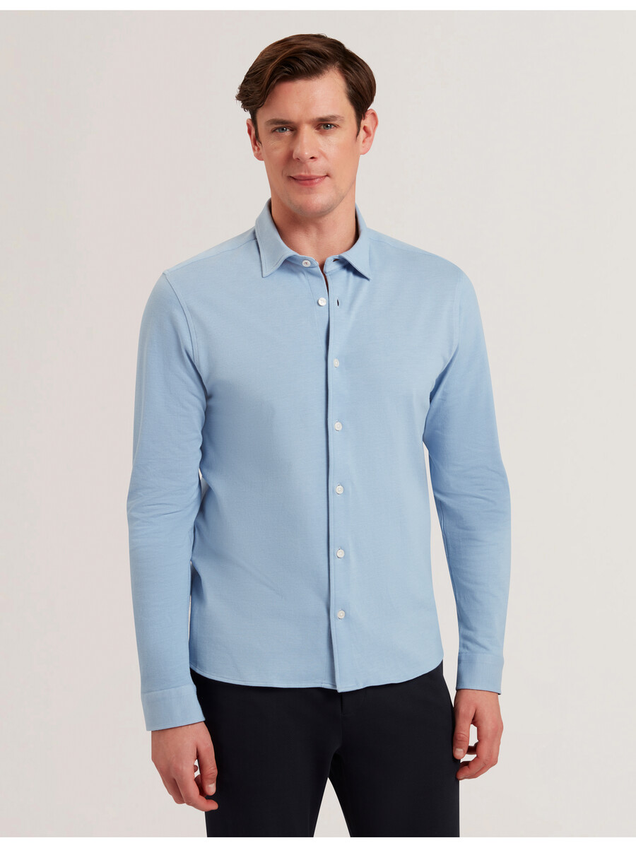 lucky - camisa de manga comprida regular em algodão piqué