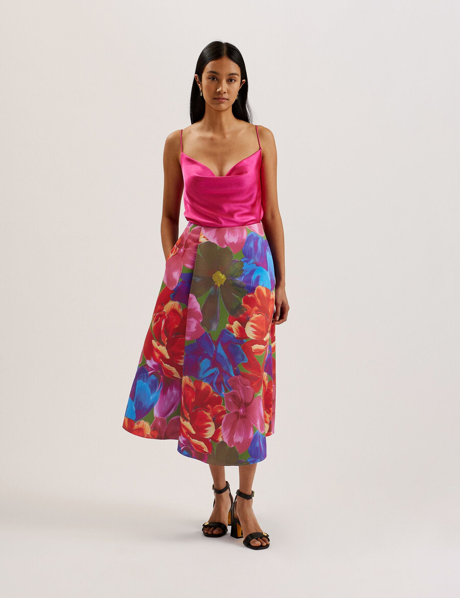 joralee - saia midi envolvente estampada