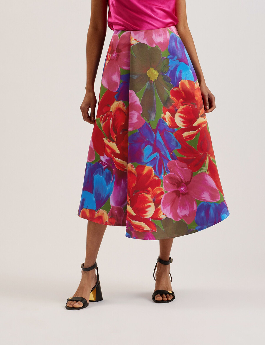joralee - saia midi envolvente estampada