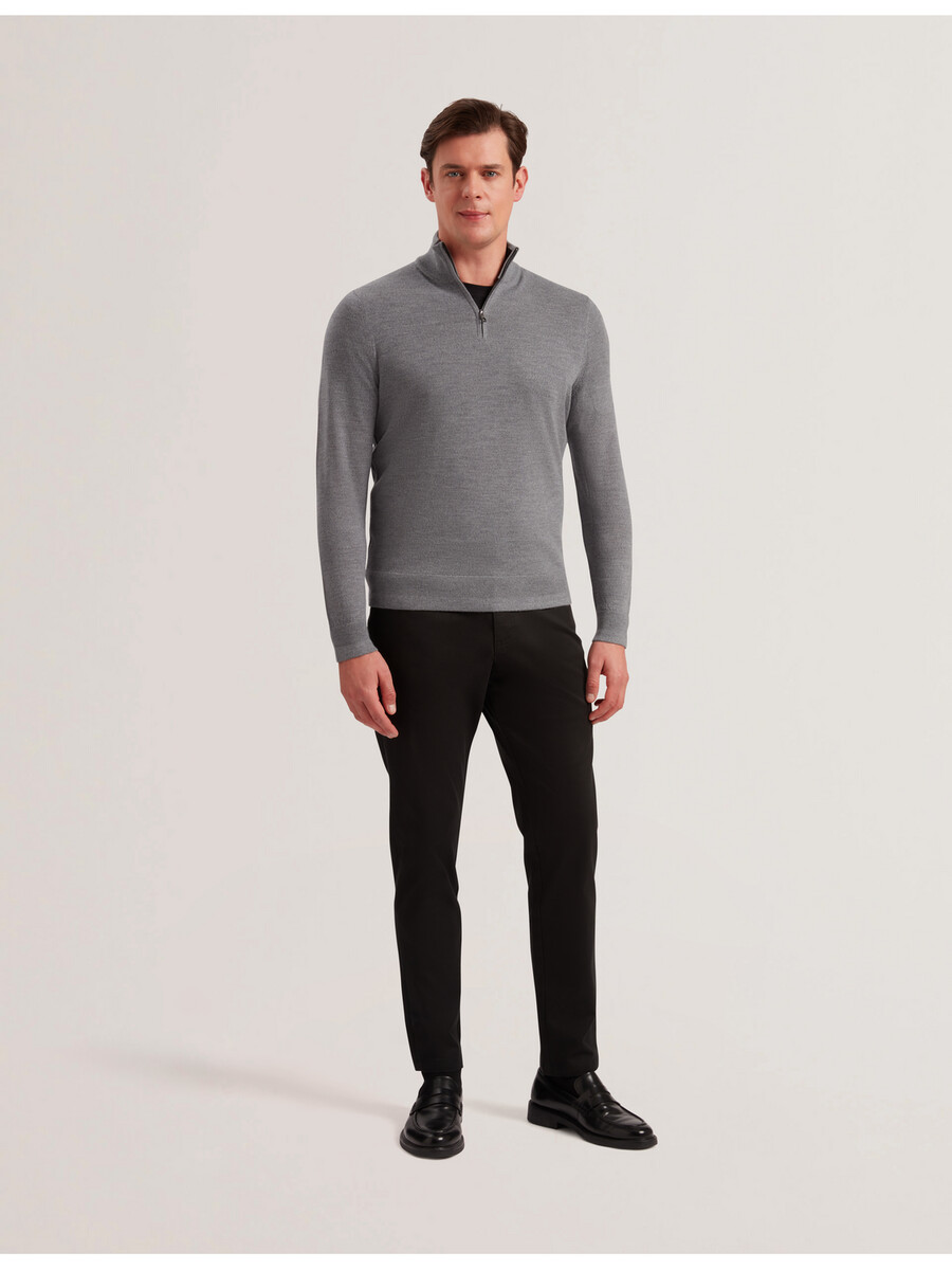 limehas - camisa de manga comprida com meio zíper e núcleo de lã merino