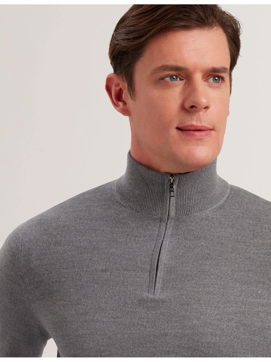 limehas - camisa de manga comprida com meio zíper e núcleo de lã merino
