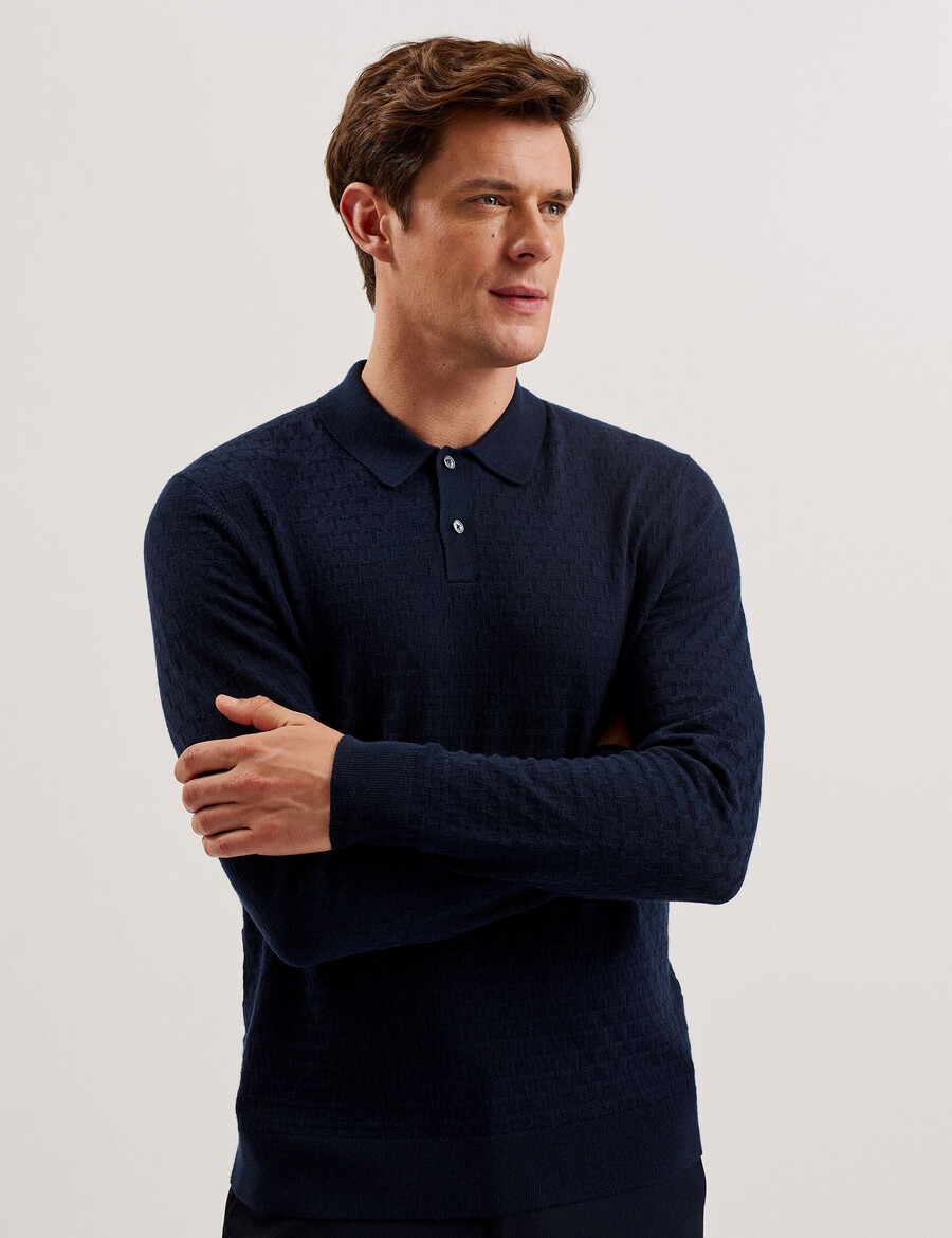 morar - camisa polo de manga comprida em malha