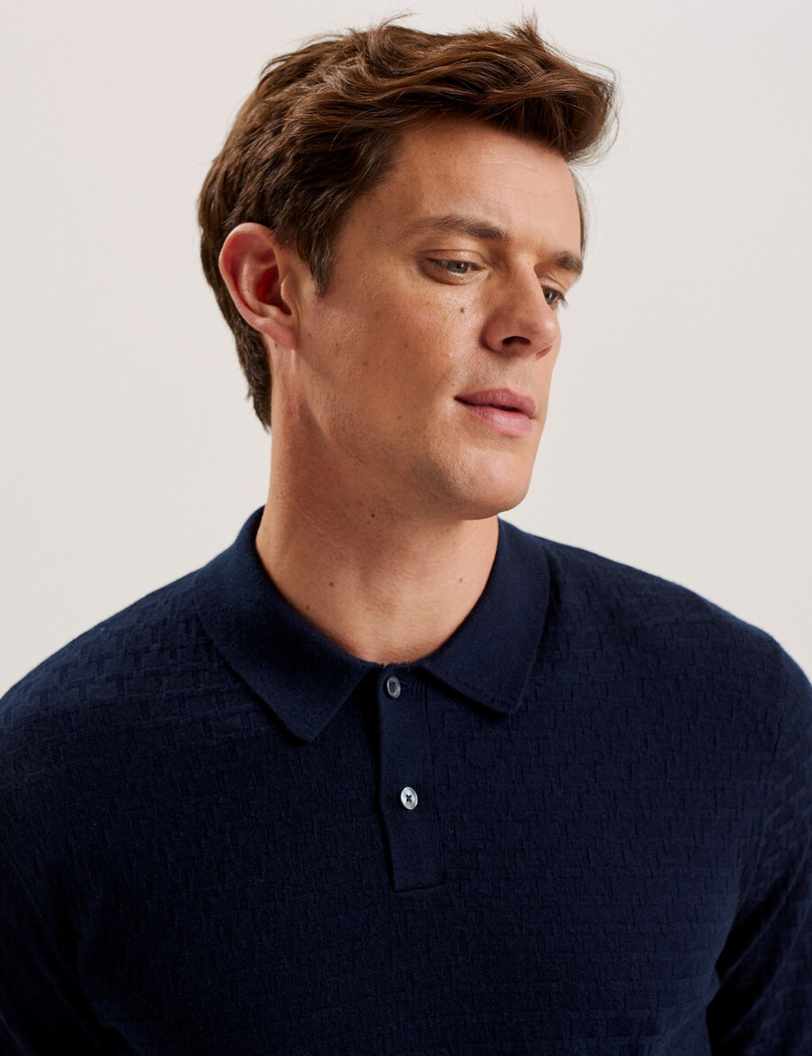 morar - camisa polo de manga comprida em malha