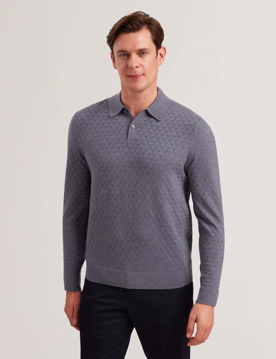 morar - camisa polo de manga comprida em malha