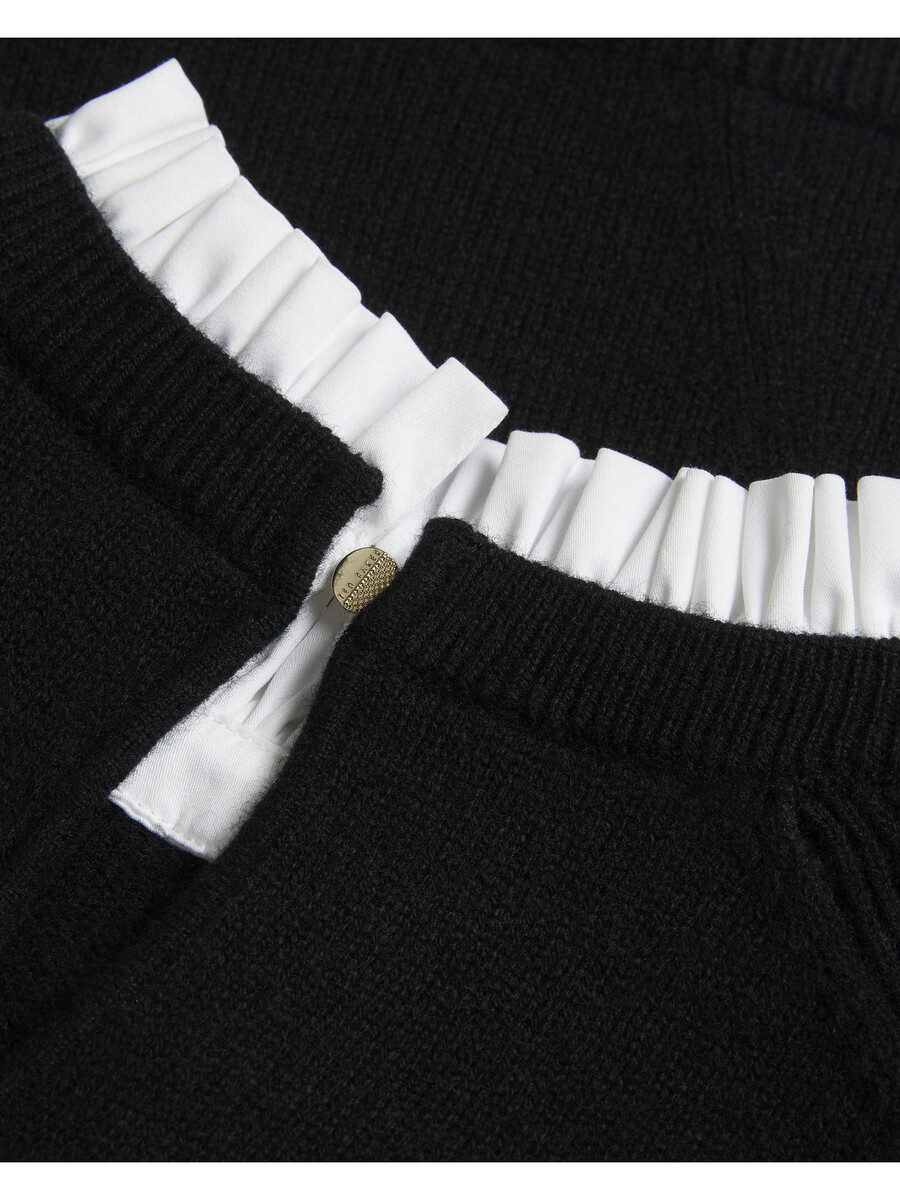 lissiah - camisa de malha com barra em ponto pompom
