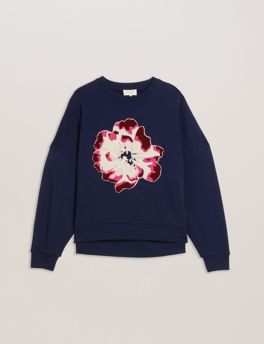 raynahh - moletom de algodão com estampa floral texturizada