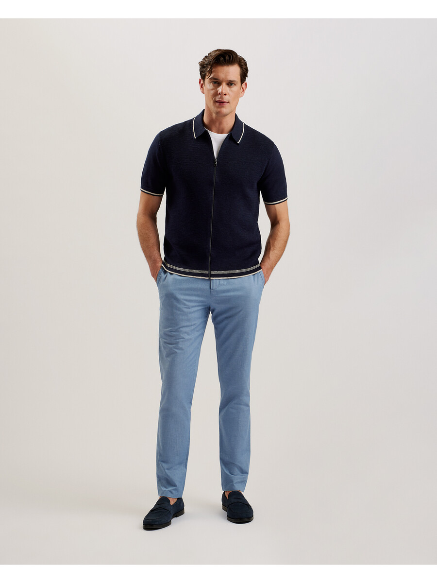 rojor - polo ss com zíper frontal texturizado