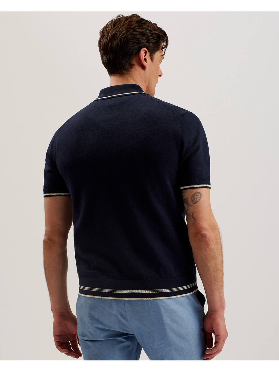 rojor - polo ss com zíper frontal texturizado