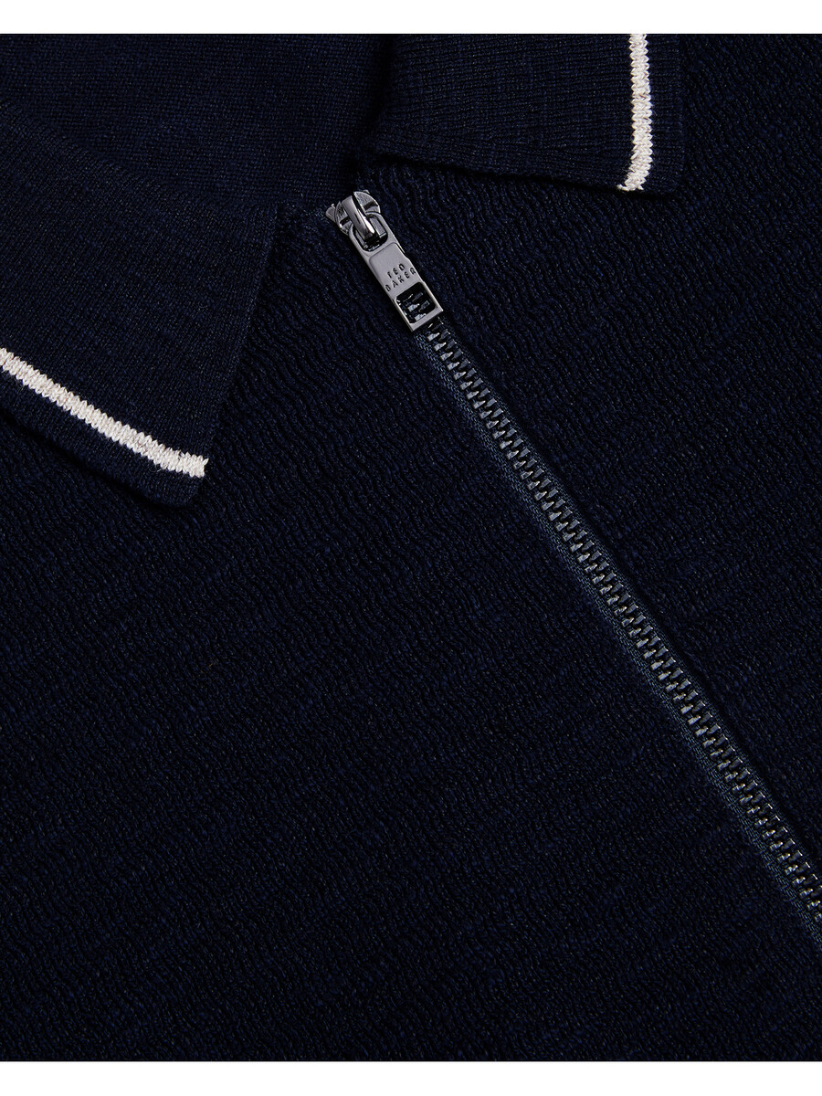 rojor - polo ss com zíper frontal texturizado