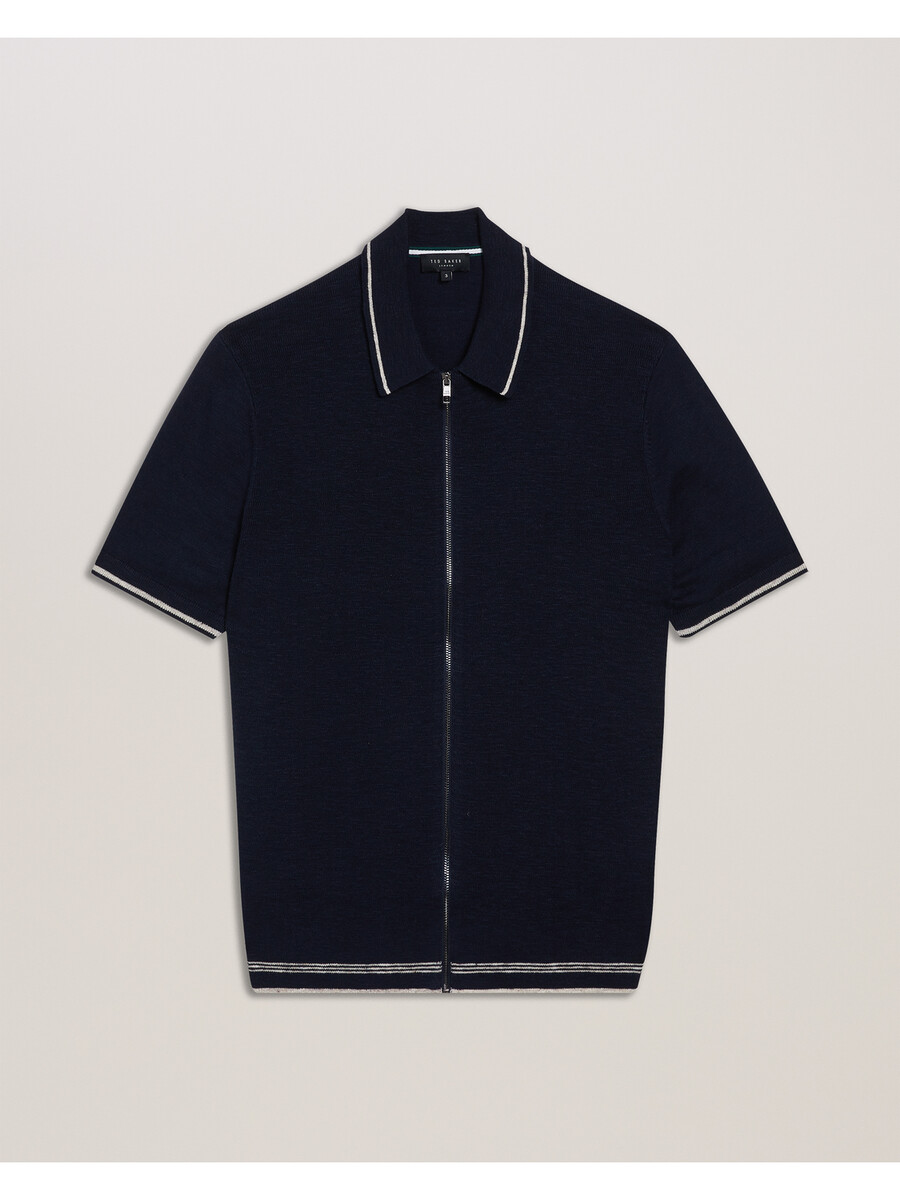 rojor - polo ss com zíper frontal texturizado