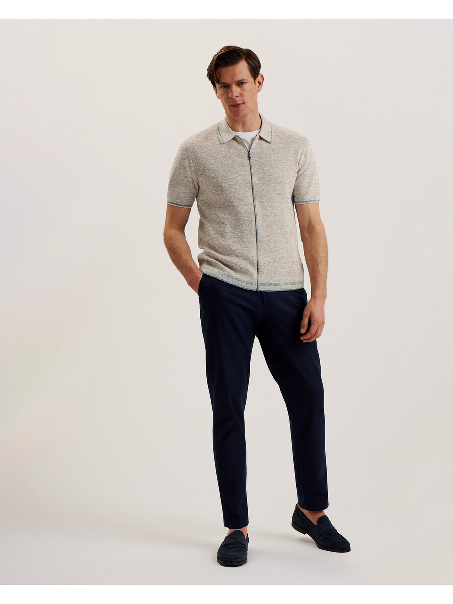 rojor - polo ss com zíper frontal texturizado