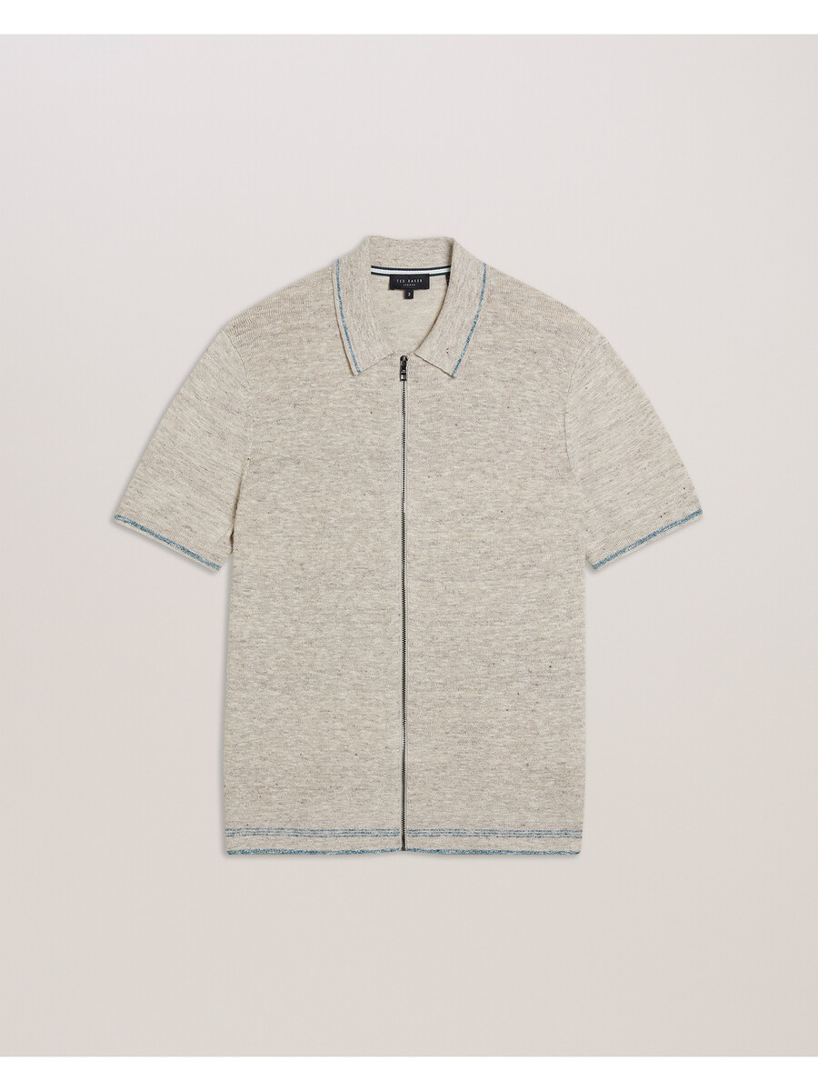 rojor - polo ss com zíper frontal texturizado