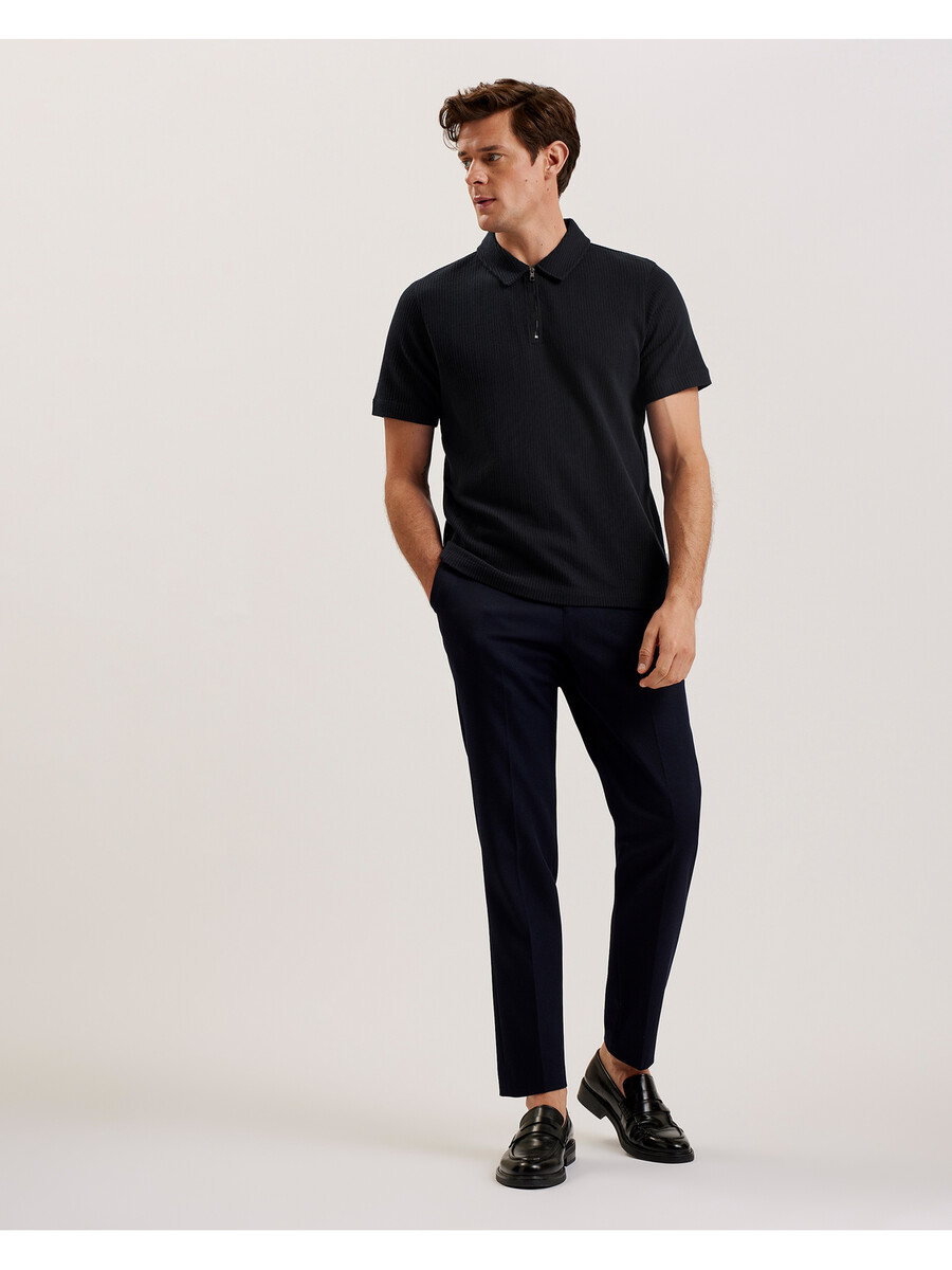 elgrave - camisa polo de algodão canelado com zíper no gola